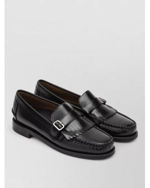 Sebago Loafers Buckle Fringe Round Toe Design - Black