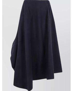 Comme des Garçons Wool Asymmetric Midi A-Line Skirt - Blue