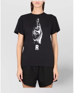 Raf Simons Logo Print Cotton T-Shirt - Black
