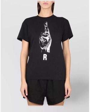 Raf Simons Logo Print Cotton T-Shirt - Black