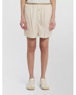 Lemaire Relaxed Mid Rise Cotton Silk Shorts - Natural