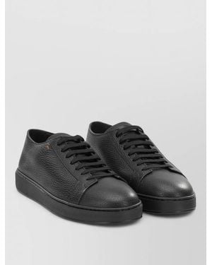 Santoni Leather Low-Top Sneakers - Black