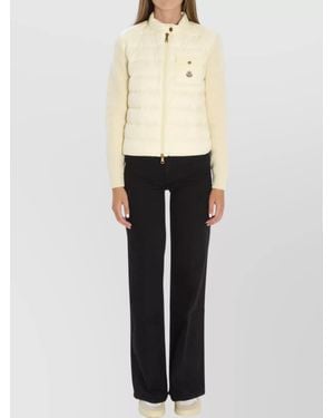 Moncler Cropped Padded Cardigan Zip Pockets - White