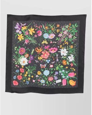Gucci Flora Silk Square Foulard Gg Supreme - Multicolor