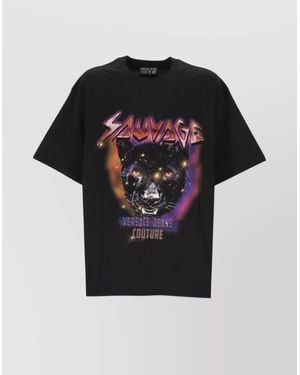Versace Jeans Couture Crew Neck T-Shirt Graphic Print - Black