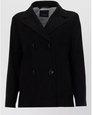 Max Mara Linen Double Breasted Coat - Black