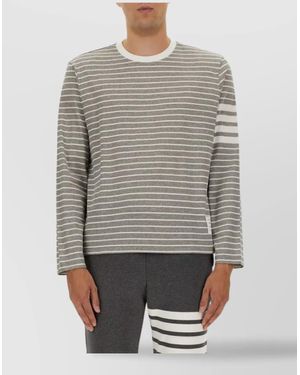 Thom Browne Striped Crew Neck T-Shirt - Gray