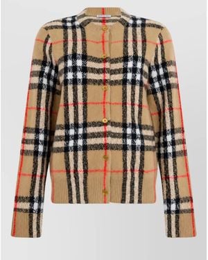 Burberry Cashmere Checked Crewneck Cardigan - Multicolour