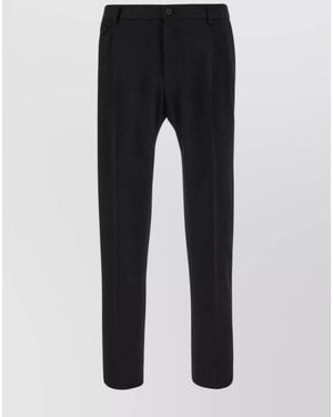 Dolce & Gabbana Virgin Wool Straight-Leg Trousers - Black