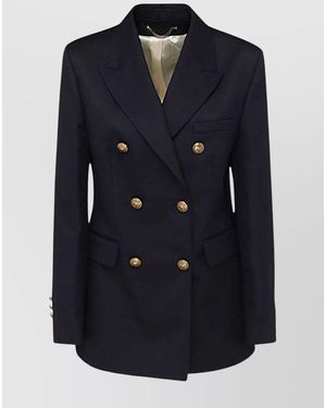 Golden Goose Virgin Wool Blend Double-Breasted Blazer - Blue