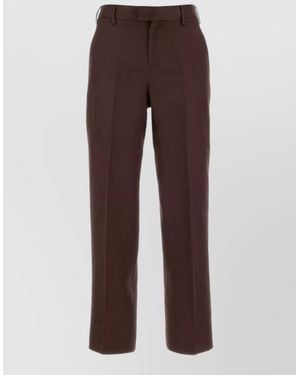 PT Torino Emma Straight Leg Twill Trousers Belt Loops - Brown