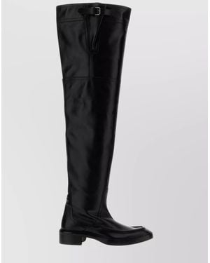 Saint Laurent Knee High Block Heel Joe Boots - Black