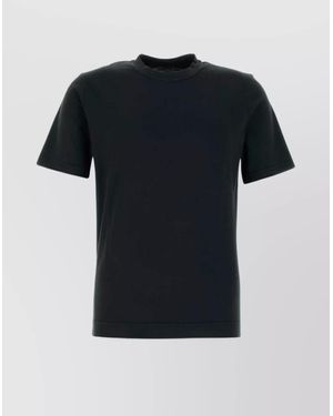 Fedeli Crew Neck Short Sleeves Cotton T-Shirt - Black
