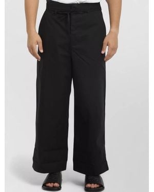 Jacquemus Marin Trousers Wide Leg Cotton Belt - Black