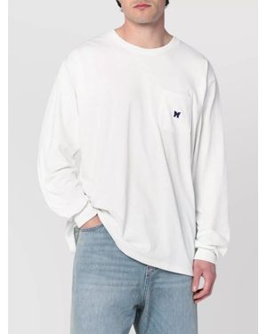 Needles Logo Patch Chest Pocket Long Sleeves Round Neck - White