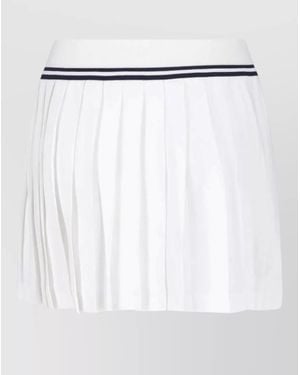 Sporty & Rich Midi Skirt Knee Length Elastic Waistband Pleated - White