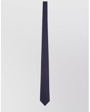 Ferragamo Slim Tie Featuring Contrast Stripe Design - Blue