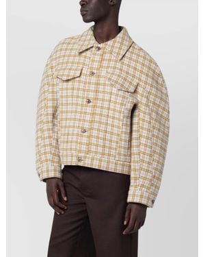 Séfr Checked Wool Single Breasted Coat - Natural