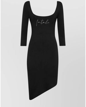 Philipp Plein Stylish Dress With Embroidered Detail And Sleeves - Black