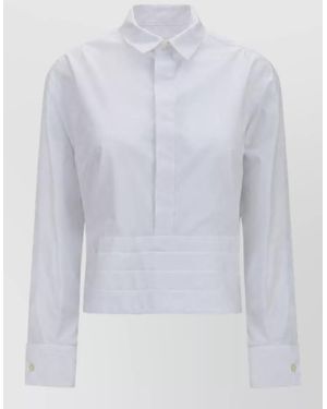 Sacai Striped Belted Shirt Jacket - White