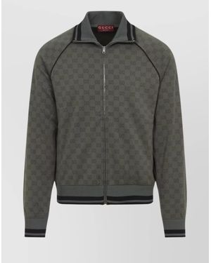 Gucci Full Zip Jacket With Piping - Gray