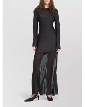 ROTATE BIRGER CHRISTENSEN Sheer Long-Sleeve Maxi Dress - Black