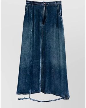 Pierre Louis Mascia Silk Velvet-Effect Panelled Midi Skirt - Blue