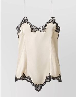 Isabel Marant Silk Floral-Print Lace-Trim Swimsuit - Natural