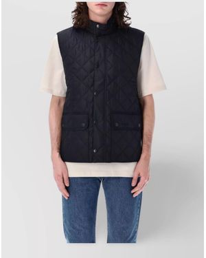 Barbour Hem Curved Pockets Front Collar Quilted Sleeveless - Blue