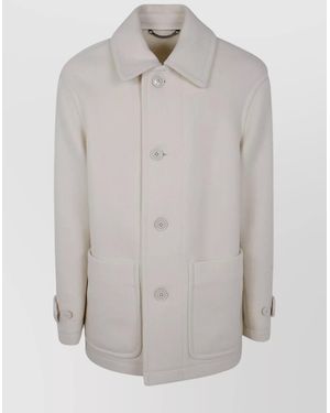 Dries Van Noten Wool Midi Single Breasted Coat - White