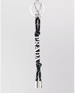 Prada Saffiano Leather Speedrock Keychain - White
