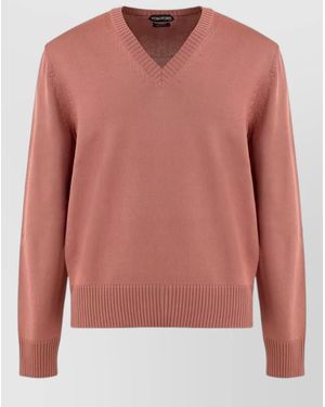 Tom Ford Silk V-Neck Sweater - Pink