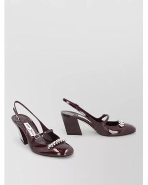 Jimmy Choo Belinda Patent Slingback Pumps Block Heel - Brown