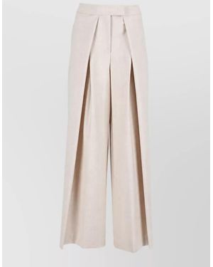 Nude Wide-Leg Trousers - Natural
