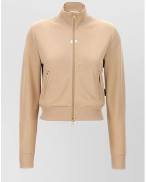 Courreges Ribbed Trim Zip-Up Track Jacket - Natural