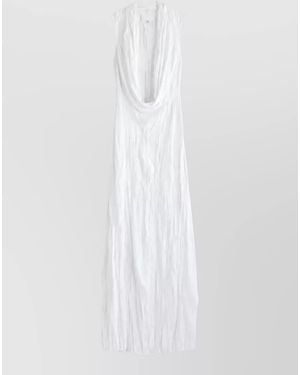 Maison Margiela Crinkled Draped Sleeveless Maxi Dress - White