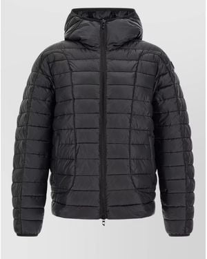 DIESEL W Stone Wrd Hooded Padded Jacket - Gray