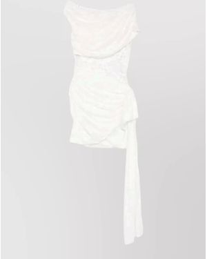 Self-Portrait Rhinestone Lace One Shoulder Mini Dress - White