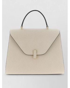 Valextra Iside Large Shoulder Bag Top Handle Strap - Natural