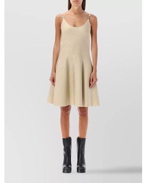 Versace Metallic Knit Sleeveless Mini Dress - Natural