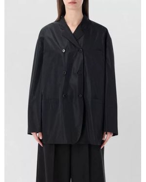 Prada Double Breasted Taffeta Tailored Jacket - Blue