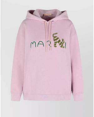 Marni Hooded Long Sleeve Cotton Sweatshirt - Pink