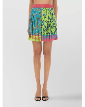 Versace Jeans Couture Printed Pleated Mini Skirt - Green