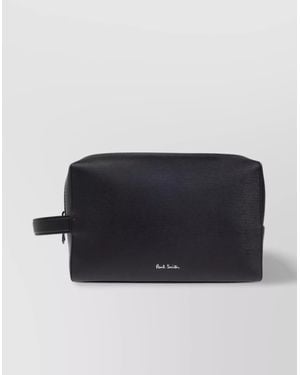 Paul Smith Leather Washbag With Carry And Side Handles - Blue