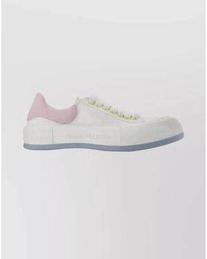 McQueen Leather Low-Top Trainers - Grey