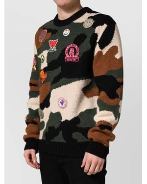Dolce & Gabbana Cashmere Intarsia-Knit Camouflage Sweater - Black