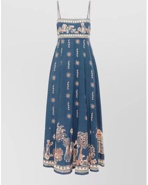 ALÉMAIS Acacia Square Neck Empire Waist Maxi Dress - Blue