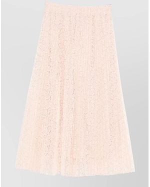 Ermanno Scervino Long A Line Lace Midi Pleated Skirt - Pink
