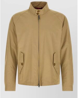 Baracuta G4 High Collar Jacket Buttons Pockets Cuffs - Natural