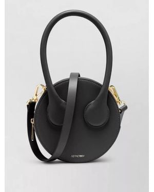 AZ FACTORY Mini Round Leather Clutch Bag Strap - Black